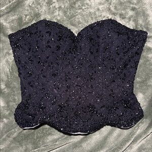 Elegant Black Beaded Women's Top